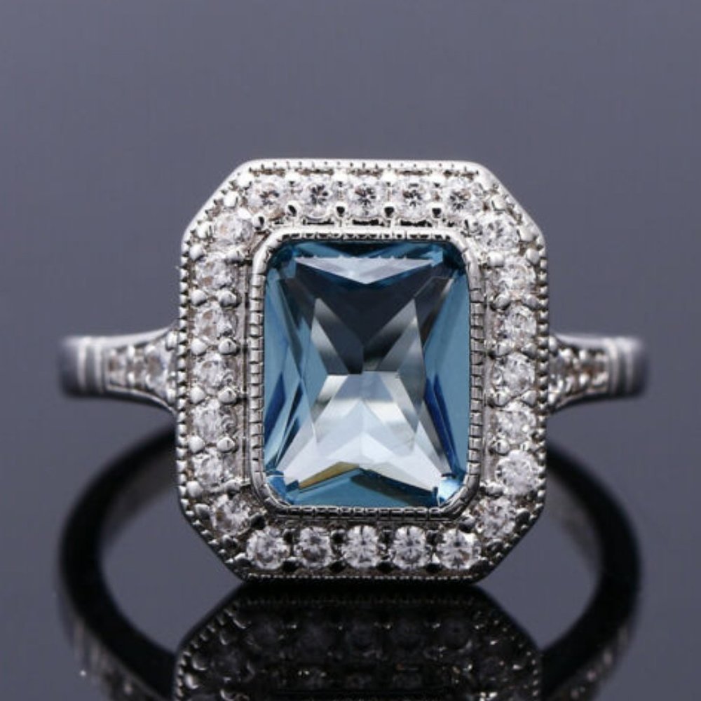 🔥Noble Retro Carved Pure Blue Zircon Silver Vintage Rings for Women, MARR9167